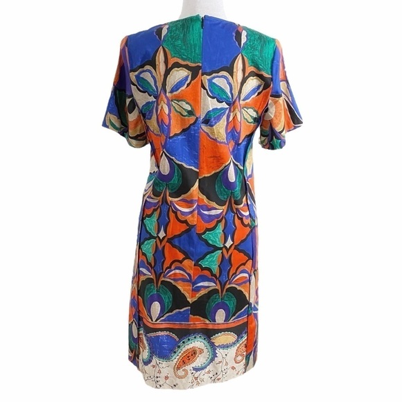 KOBI HALPERIN COLORFUL ABSTRACT SHORT SLEEVE SHIFT DRESS - S - Picture 3 of 10